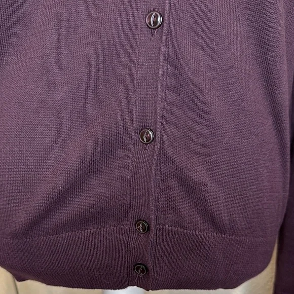 Purple burgundy V-Neck Cardigan Sweater - Picture 3 of 4